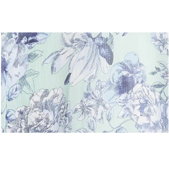 TOMMY HILFIGER Green Blue Floral Flutter Capelet Sleeve Midi Dress Size 18W - Picture 6 of 16